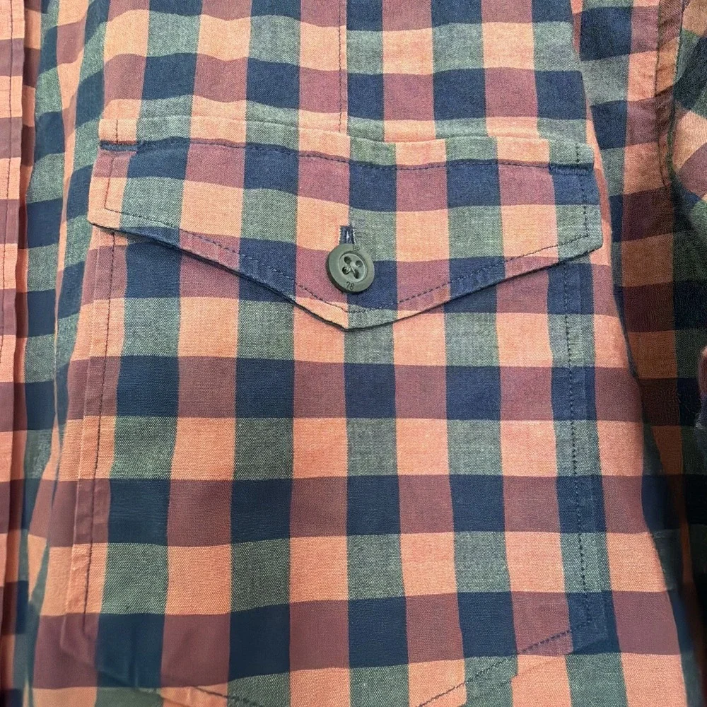 Banana Republic Shirt Men Size Large Slim Fit Quilted Gingham Button Down Casual